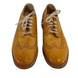 Frye Leather Oxford Wingtip Shoes Men's Sz 8 Tan Dress Classic Perforated Laces